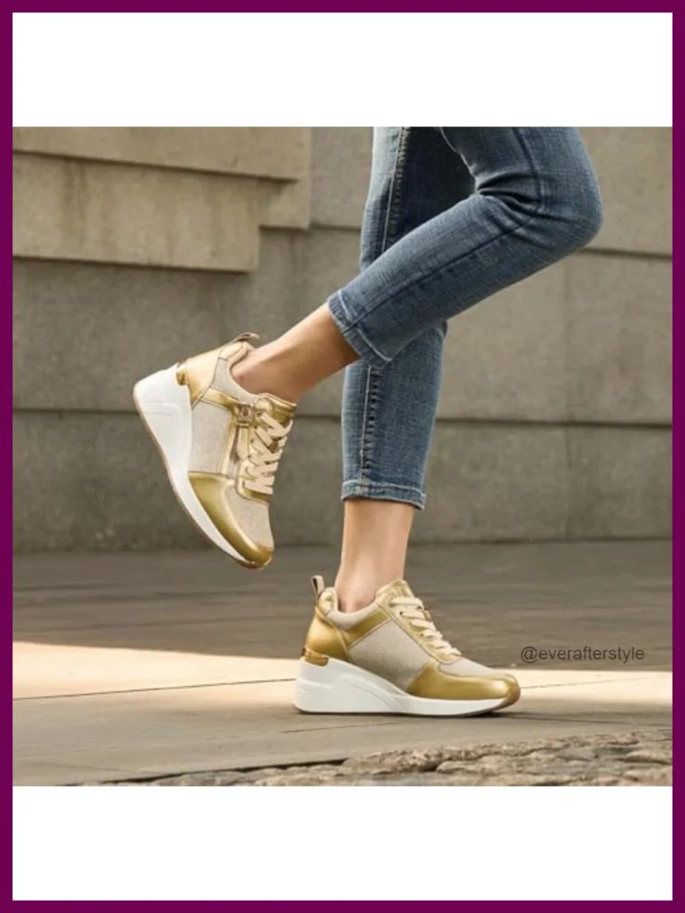 Wedge Sneakers for Women Platform Tennis Shoes Breathable Knit Lace-Up